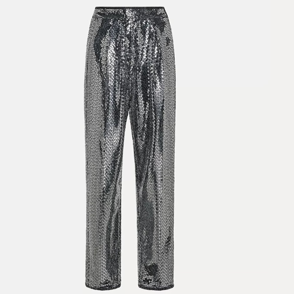 forte forte silver metallic high rise pants
